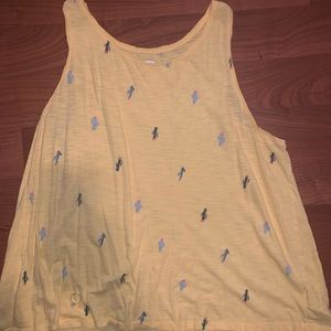 super cute yellow tank with cactus detail
